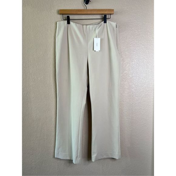 Vince Cropped Flared Trouser Pants Womens XL Cream Beige Flat Front Side Zip NWT - Picture 1 of 15